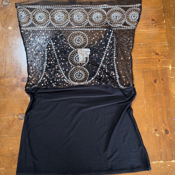 Maxx Studio Specialty Products Black Embroidered Sequined Sleeveless Top Medium - Picture 5 of 5